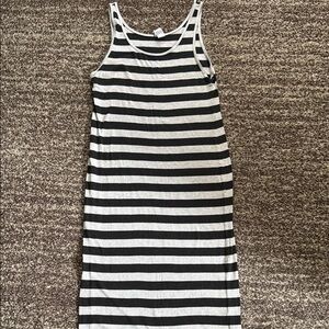 H&M Black and White Sheath Midi Dress Sleeveless Scoop Neck